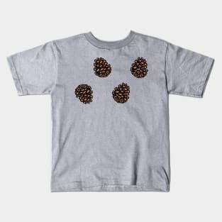 Simple cartoon pinecone pattern digital illustration, autumn nature trees woody Kids T-Shirt